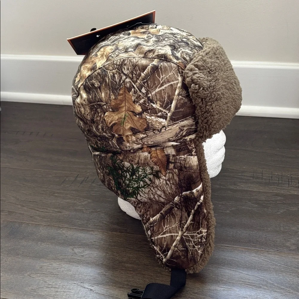 Hot Shot Trapper Hat,Sherpa lined,camo,heat factor 3,Realtree Edge winter